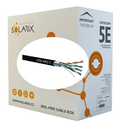 Instalační kabel Solarix CAT5E FTP PE Fca venkovní 100m/box-černý