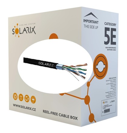 Instalační kabel Solarix CAT5E FTP PE Fca venkovní 305m/box-černý